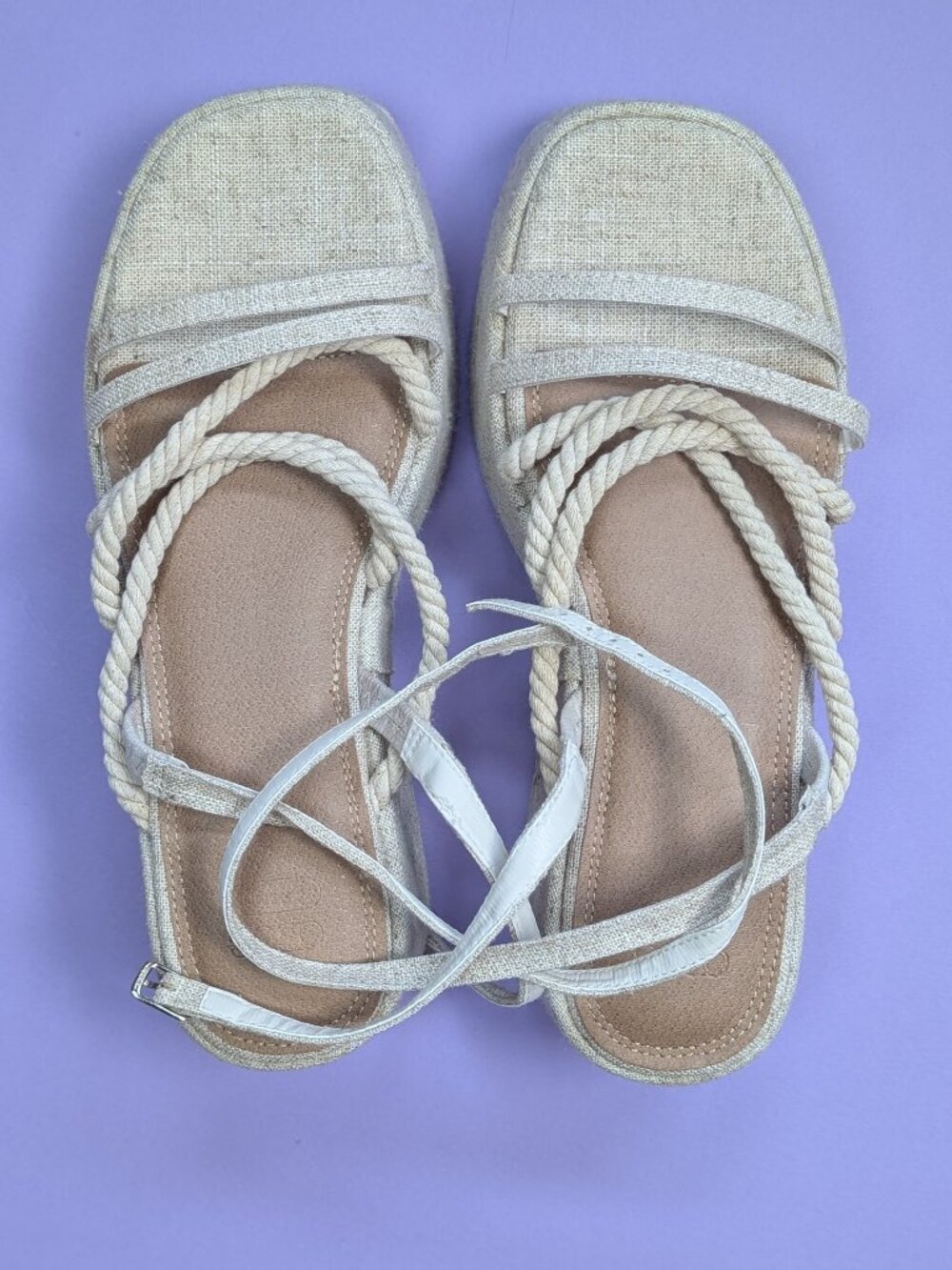 Summer Platform Sandals Low Heel Cream Linen Sz 8 Summer Style Asos Design